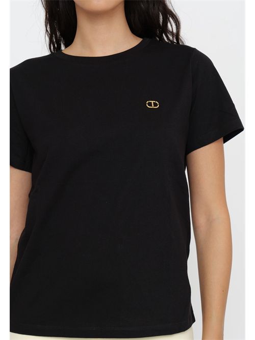 T-shirt con logo Oval T di strass TWINSET | TT2040/00006